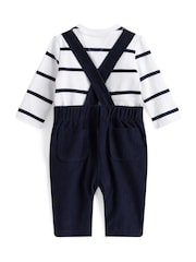 Tommy Hilfiger Blue Corduroy Dungarees And Long Sleeve Top Set - Image 2 of 2