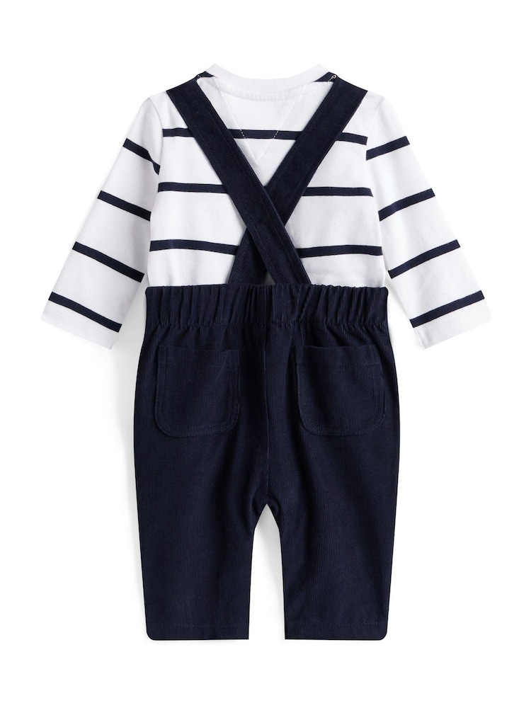 Tommy Hilfiger Blue Corduroy Dungarees And Long Sleeve Top Set - Image 2 of 2