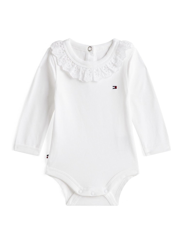 Tommy Hilfiger White Essential Broderie Anglaise Collar Bodysuit - Image 1 of 3