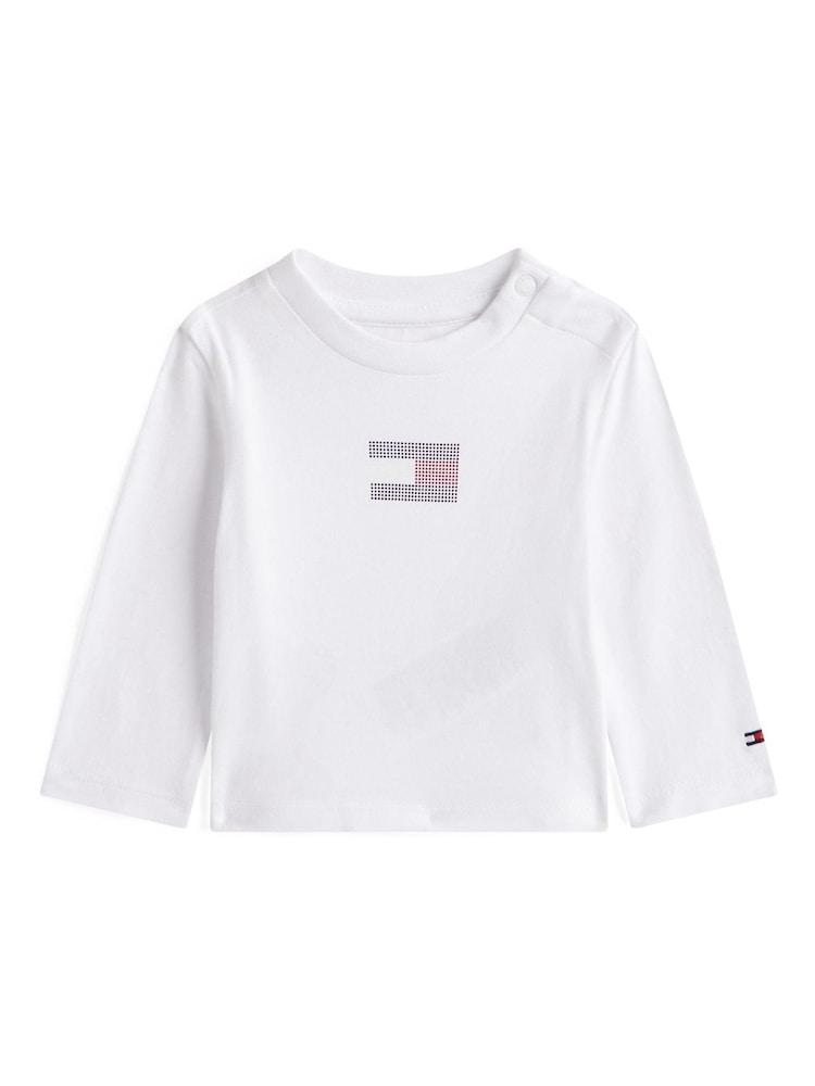 Tommy Hilfiger Diamanté Flag Long Sleeve T-Shirt - صورة 1 من 2 Tommy Hilfiger Diamanté Flag Long Sleeve T-Shirt - صورة 1 من 2