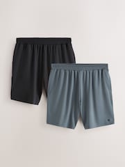 Black/Slate Grey 7 Inch Active Gym Sports Shorts 2 Pack - Image 1 of 11