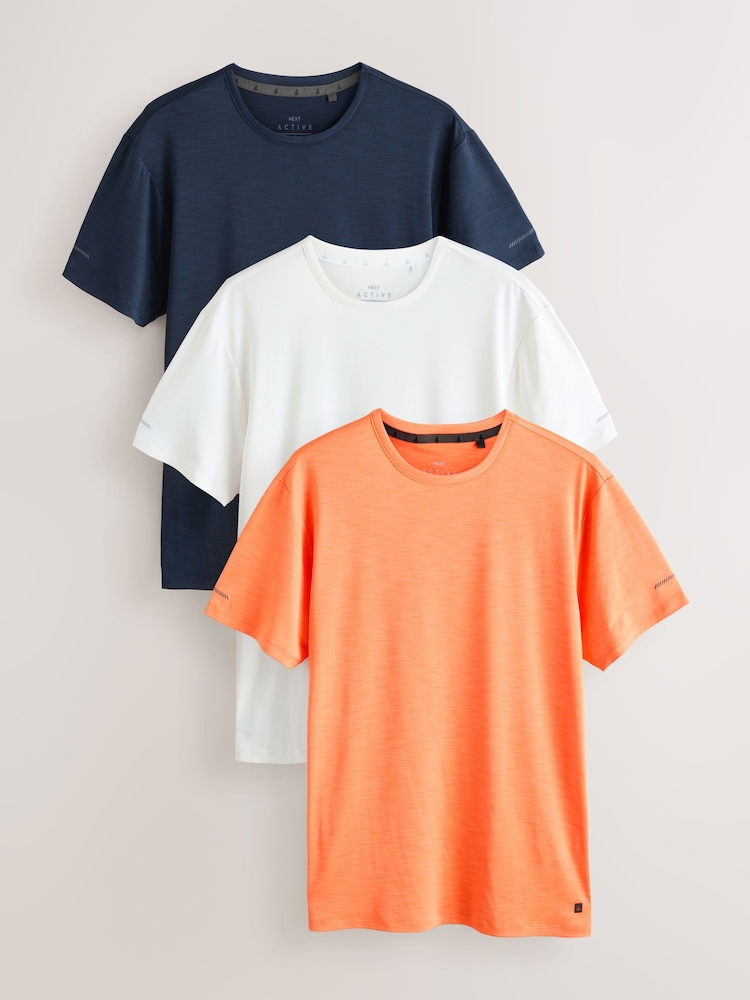 Black/ Ecru/ Orange Short Sleeve Tee Active Gym Mesh T-Shirts 3 Pack - Image 1 of 6 Black/ Ecru/ Orange Short Sleeve Tee Active Gym Mesh T-Shirts 3 Pack - Image 1 of 6