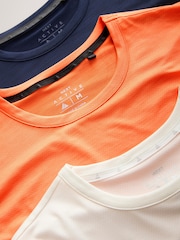 Black/ Ecru/ Orange Short Sleeve Tee Active Gym Mesh T-Shirts 3 Pack - Image 5 of 6