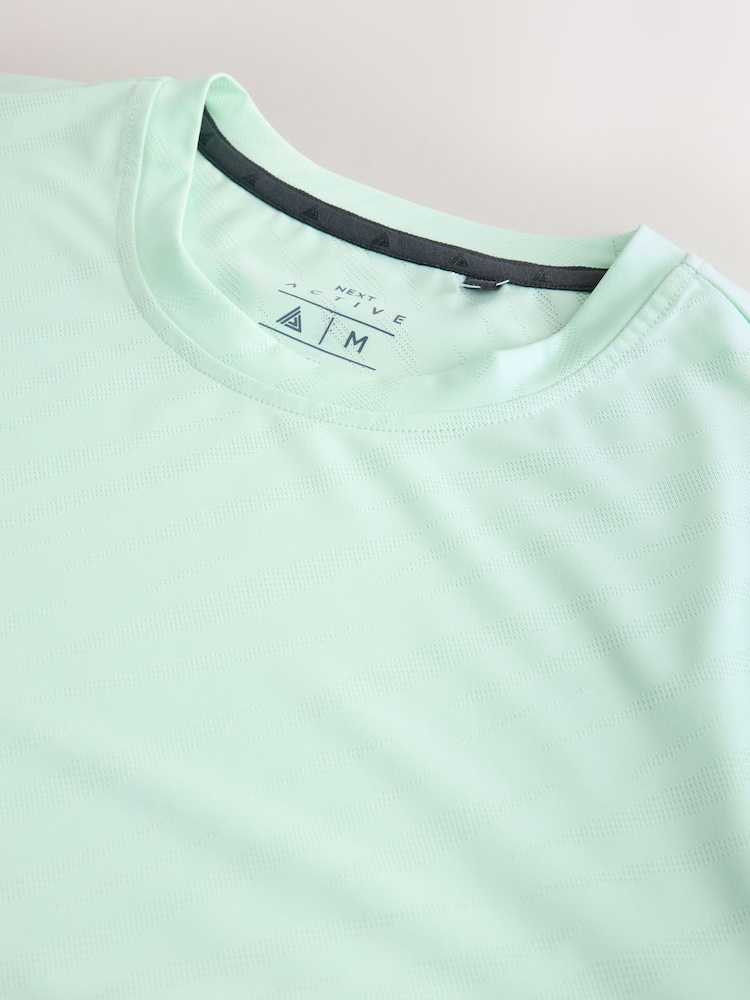 Aqua Blue Premium Jacquard Design Gym Training T-Shirt - Image 9 of 9