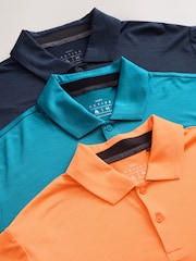 Navy Blue Active Golf Mesh Training Polo Tops 3 Pack - Image 8 of 8