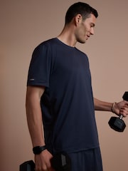 Steel Blue Active Gym Textured Training T-Shirt - Image 1 of 4