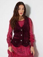Joe Browns Purple Frilled Cord Waistcoat - Image 2 of 6
