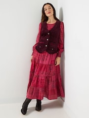 Joe Browns Purple Frilled Cord Waistcoat - Image 4 of 6