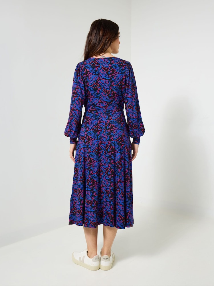 Joe Browns Blue Butterfly Print Jersey Midi Dress - Image 2 of 5 Joe Browns Blue Butterfly Print Jersey Midi Dress - Image 2 of 5