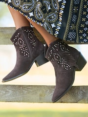 Joe Browns Brown Embellished Suede Boots - Image 1 of 7