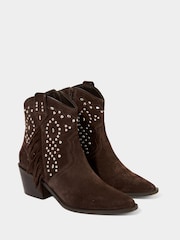 Joe Browns Brown Embellished Suede Boots - Image 3 of 7
