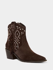 Joe Browns Brown Embellished Suede Boots - Image 4 of 7