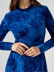 Joe Browns Blue Flocked Floral Mini Skater Dress - Image 2 of 5