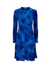 Joe Browns Blue Flocked Floral Mini Skater Dress - Image 5 of 5