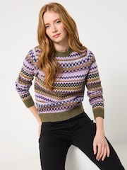 Joe Browns Purple FairIsle Pattern Knit Jumper - Image 1 of 5