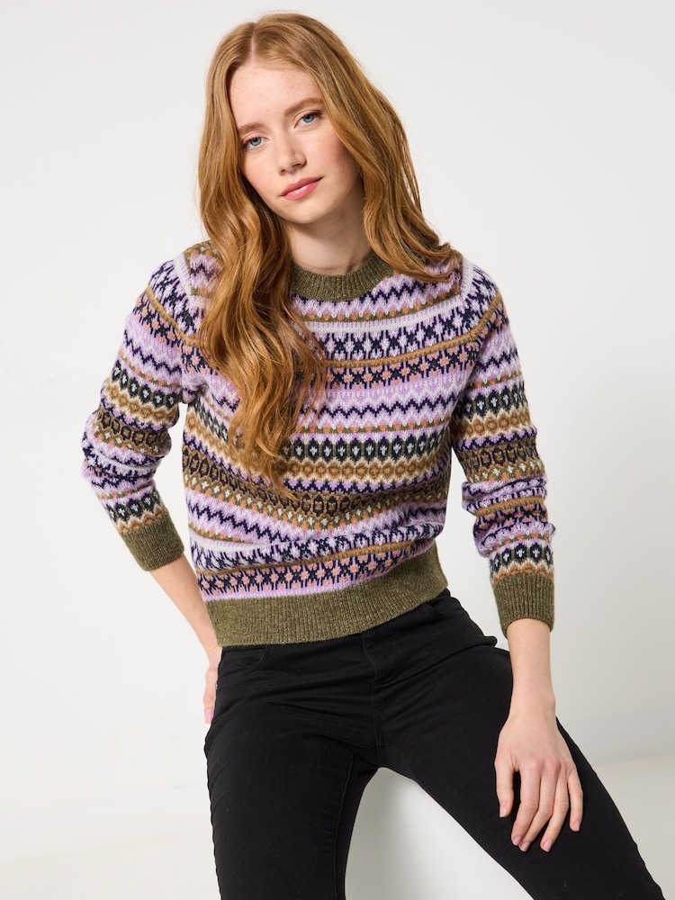 Joe Browns Purple FairIsle Pattern Knit Jumper - Image 1 of 5 Joe Browns Purple FairIsle Pattern Knit Jumper - Image 1 of 5