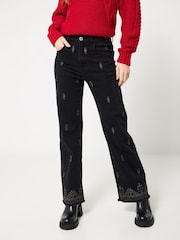 Joe Browns Black Gold Embroidery Straight Jeans - Image 1 of 6