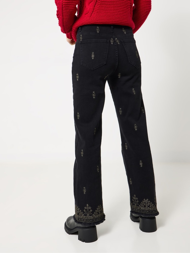 Joe Browns Black Gold Embroidery Straight Jeans - Image 2 of 6 Joe Browns Black Gold Embroidery Straight Jeans - Image 2 of 6