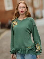 Joe Browns Green Embroidered Hem Sweatshirt - Image 1 of 7