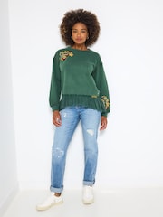 Joe Browns Green Embroidered Hem Sweatshirt - Image 5 of 7