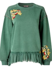 Joe Browns Green Embroidered Hem Sweatshirt - Image 7 of 7
