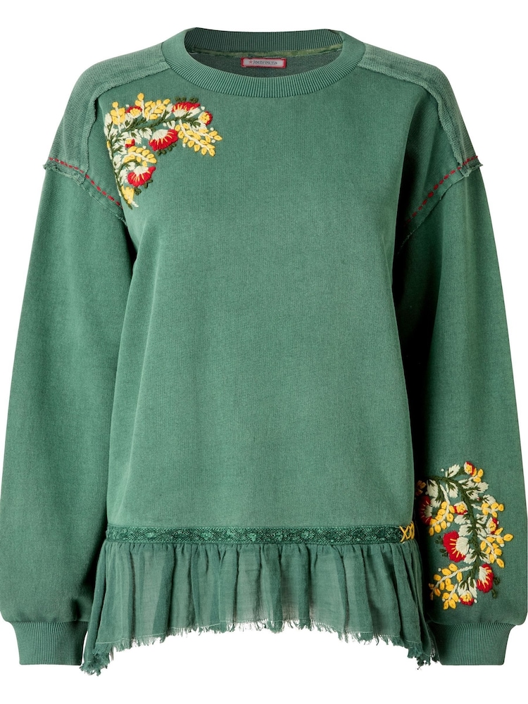 Joe Browns Green Embroidered Hem Sweatshirt - Image 7 of 7