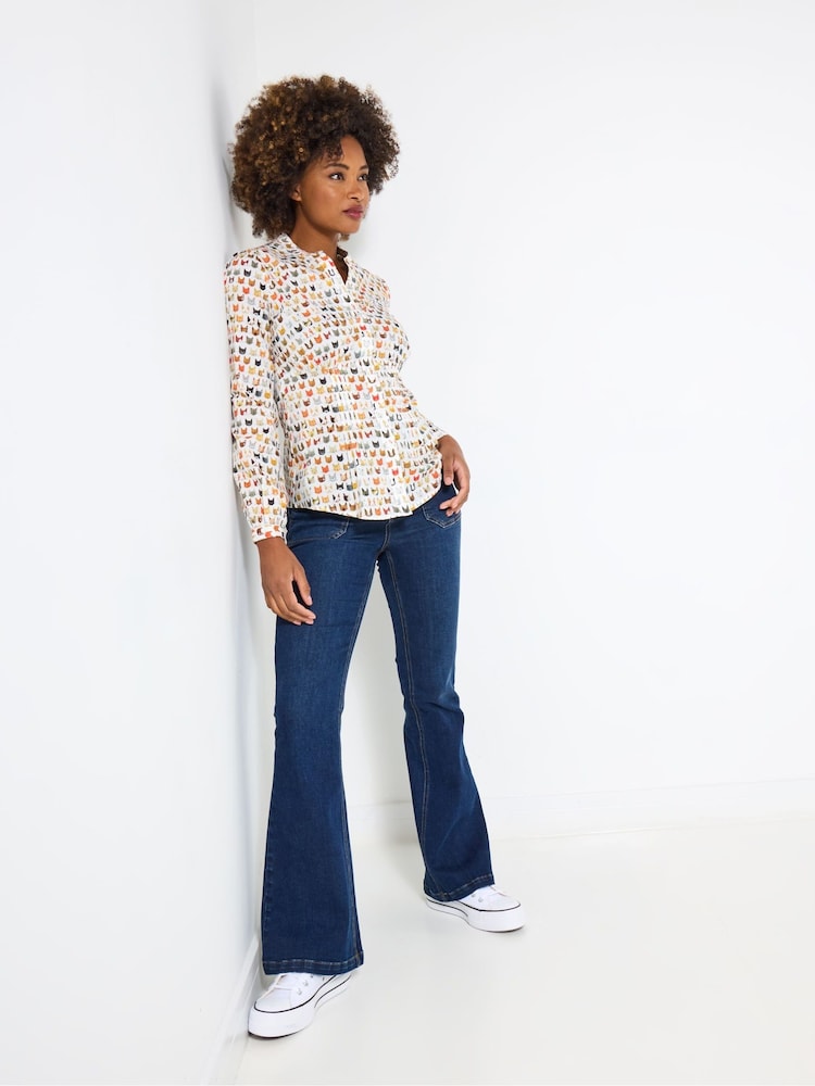 Joe Browns White Cat Print Shirt - Image 2 of 5