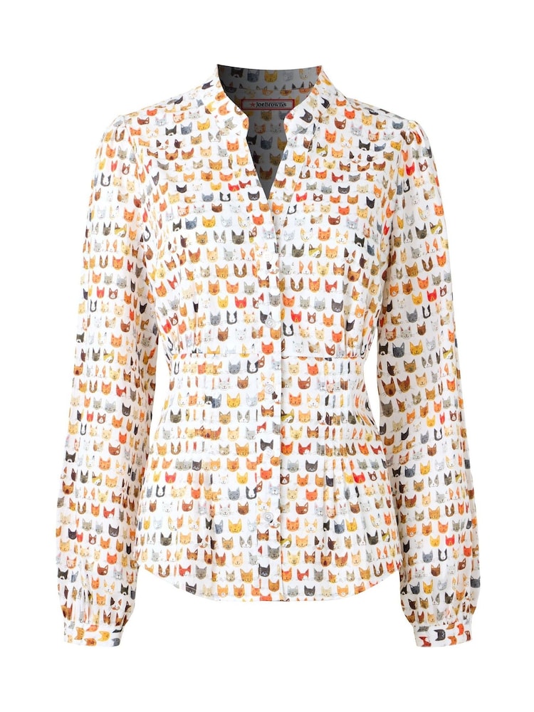 Joe Browns White Cat Print Shirt - Image 5 of 5