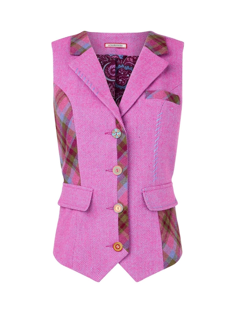 Joe Browns Pink Heritage Check Waistcoat - Image 5 of 5 Joe Browns Pink Heritage Check Waistcoat - Image 5 of 5