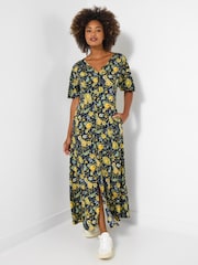 Joe Browns Blue Autumn Floral Button Through Maxi Dress - Image 1 of 5