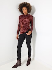 Joe Browns Brown Flocked Floral Slim Fit Top - Image 3 of 5