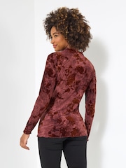 Joe Browns Brown Flocked Floral Slim Fit Top - Image 4 of 5