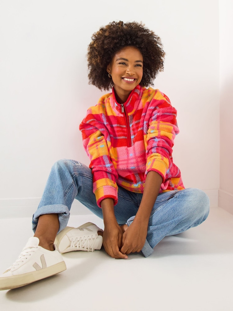 Joe Browns Red Check Fleece Jacket - Image 2 of 5 Joe Browns Red Check Fleece Jacket - Image 2 of 5