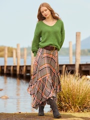 Joe Browns Brown Check Dippy Hem Skirt - Image 2 of 7