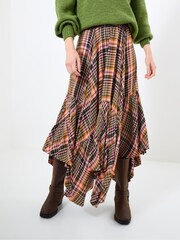 Joe Browns Brown Check Dippy Hem Skirt - Image 3 of 7