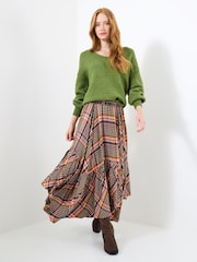 Joe Browns Brown Check Dippy Hem Skirt - Image 5 of 7