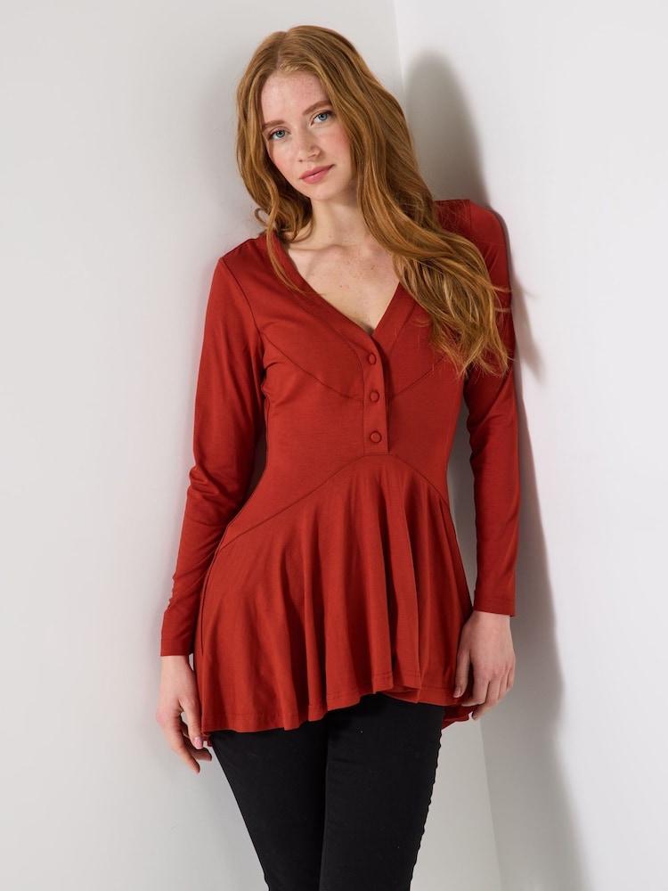 Joe Browns Orange High Low Button Top - Image 1 of 5