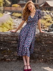 Joe Browns Blue Floral Print Ditsy Tea Dress - Image 1 of 7