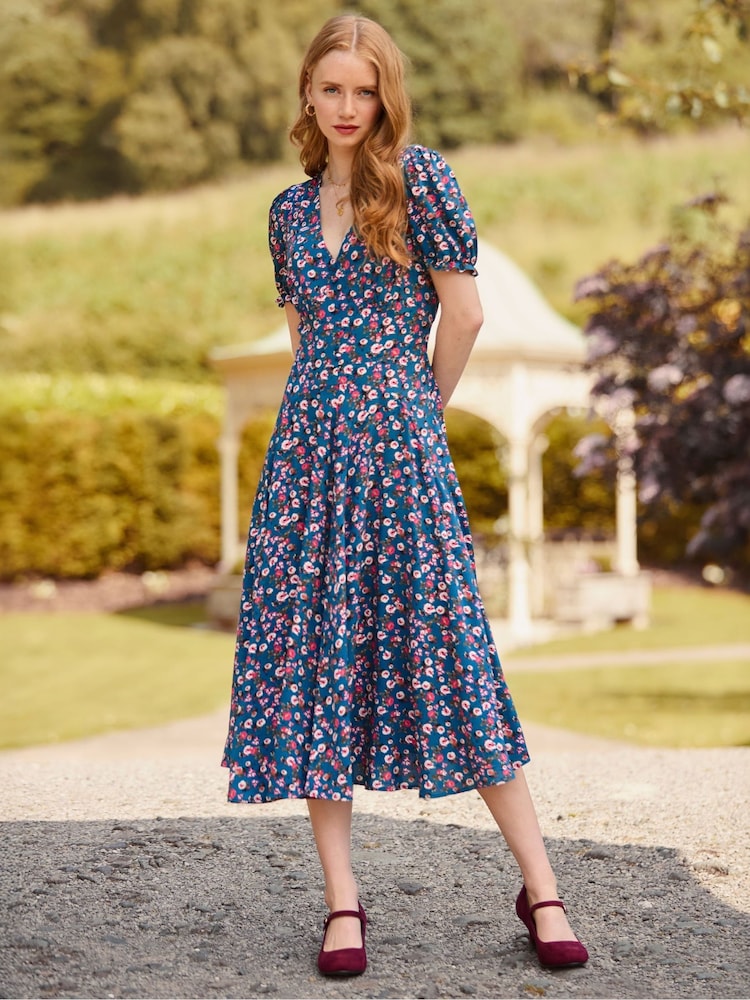 Joe Browns Blue Floral Print Ditsy Tea Dress - Image 2 of 7