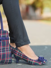Joe Browns Blue Bow Tartan Court Shoes - Image 1 of 6