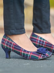Joe Browns Blue Bow Tartan Court Shoes - Image 2 of 6