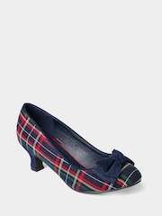 Joe Browns Blue Bow Tartan Court Shoes - Image 4 of 6
