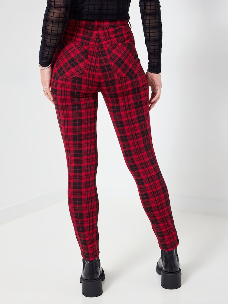 Joe Browns Red Check Skinny Trousers - Image 2 of 8 Joe Browns Red Check Skinny Trousers - Image 2 of 8