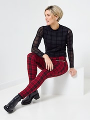 Joe Browns Red Check Skinny Trousers - Image 5 of 8