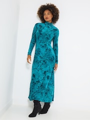 Joe Browns Green Flocked Print Maxi Dress - Image 3 of 7