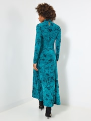 Joe Browns Green Flocked Print Maxi Dress - Image 4 of 7