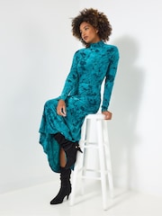Joe Browns Green Flocked Print Maxi Dress - Image 5 of 7