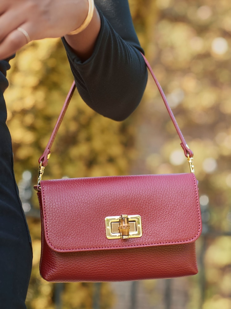 Joe Browns Red Bamboo Style Closure Mini Leather Bag - Image 1 of 6 Joe Browns Red Bamboo Style Closure Mini Leather Bag - Image 1 of 6