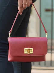 Joe Browns Red Bamboo Style Closure Mini Leather Bag - Image 2 of 6