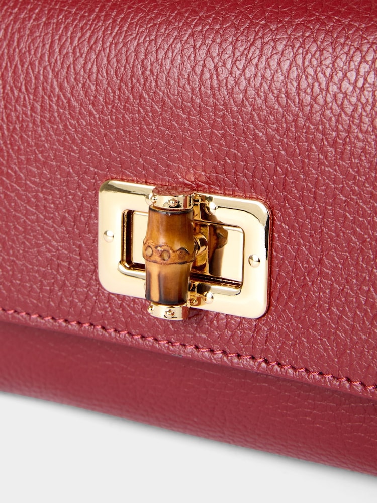 Joe Browns Red Bamboo Style Closure Mini Leather Bag - Image 6 of 6 Joe Browns Red Bamboo Style Closure Mini Leather Bag - Image 6 of 6